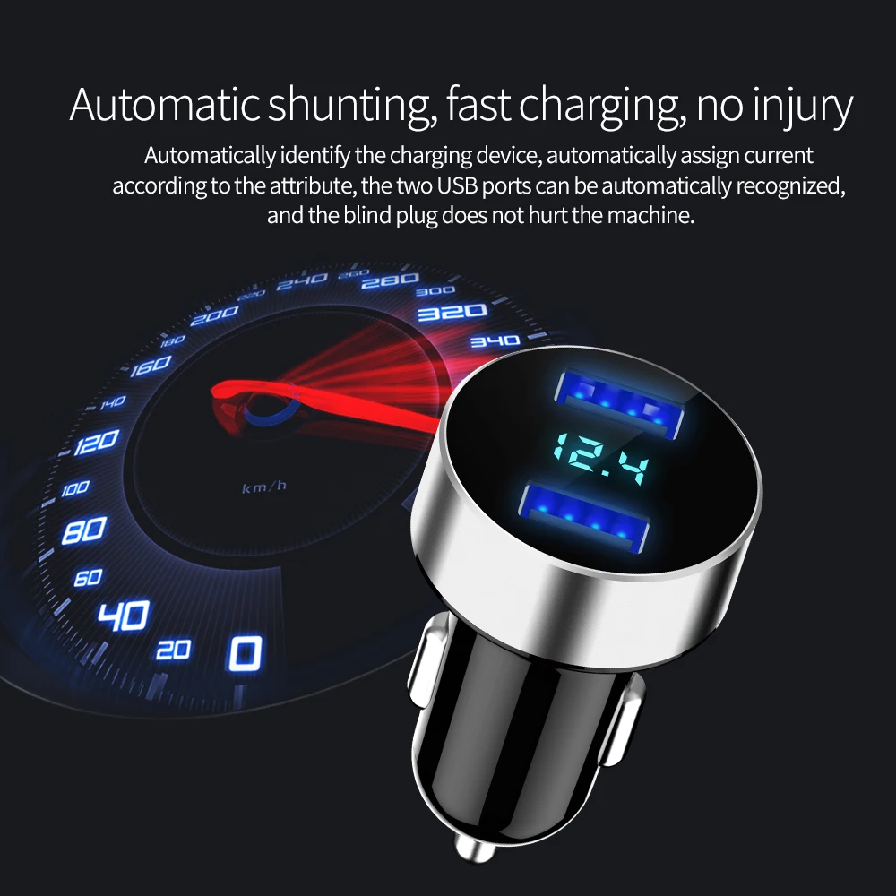 Автомобильное зарядное устройство KORSEED Mini alloy 3 1 А быстрое с двумя usb портами для