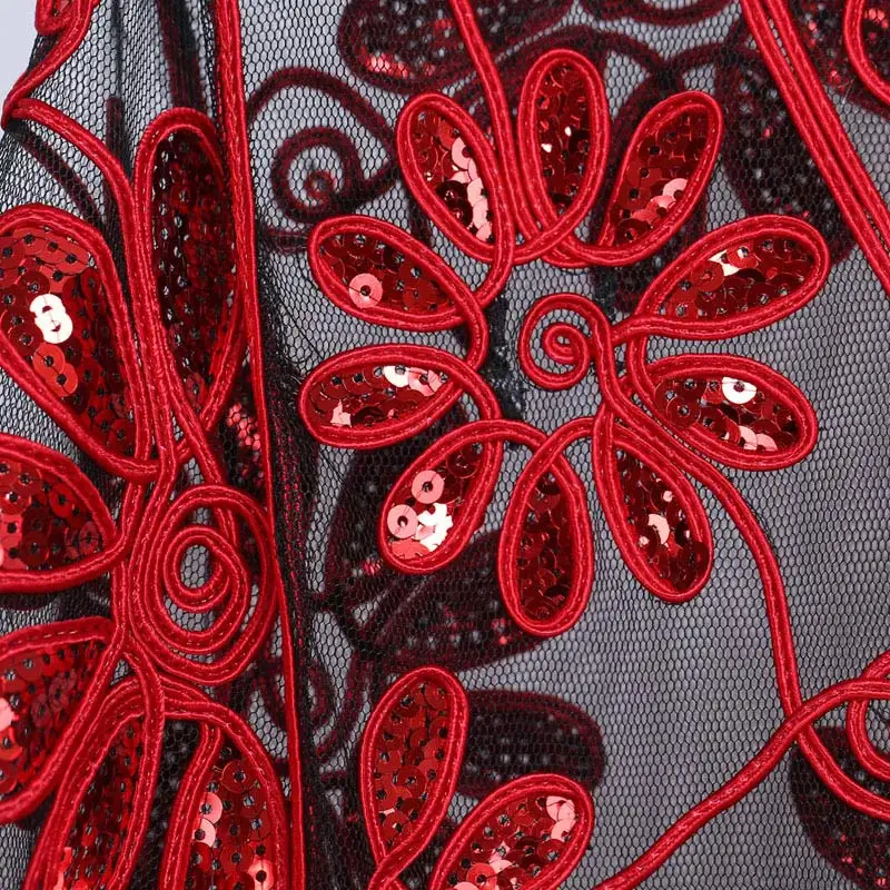 Короткие куртки с вышивкой и кружевными пайетками Открытый спереди блестящее