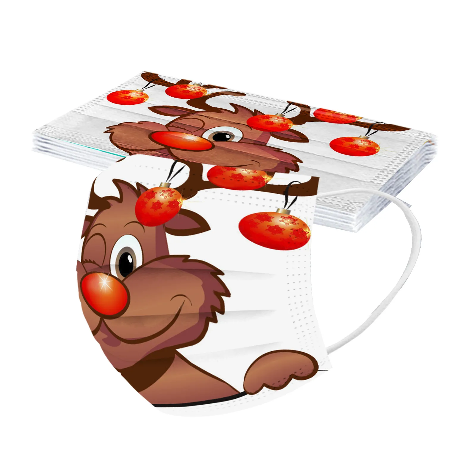 

10PC Children's Christmas Disposable Face Mask Navidad 3Ply Ear Loop Child Filter Hygiene Thicken Children's Face Mouth Mask