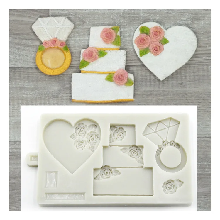 Новое сердце алмазная Роза модель торта силиконовая форма для помадки шоколада