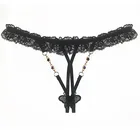 Женские кружевные трусики с открытой промежностью, сексуальные бандажные стринги с бусинами, женское нижнее белье для детской одежды