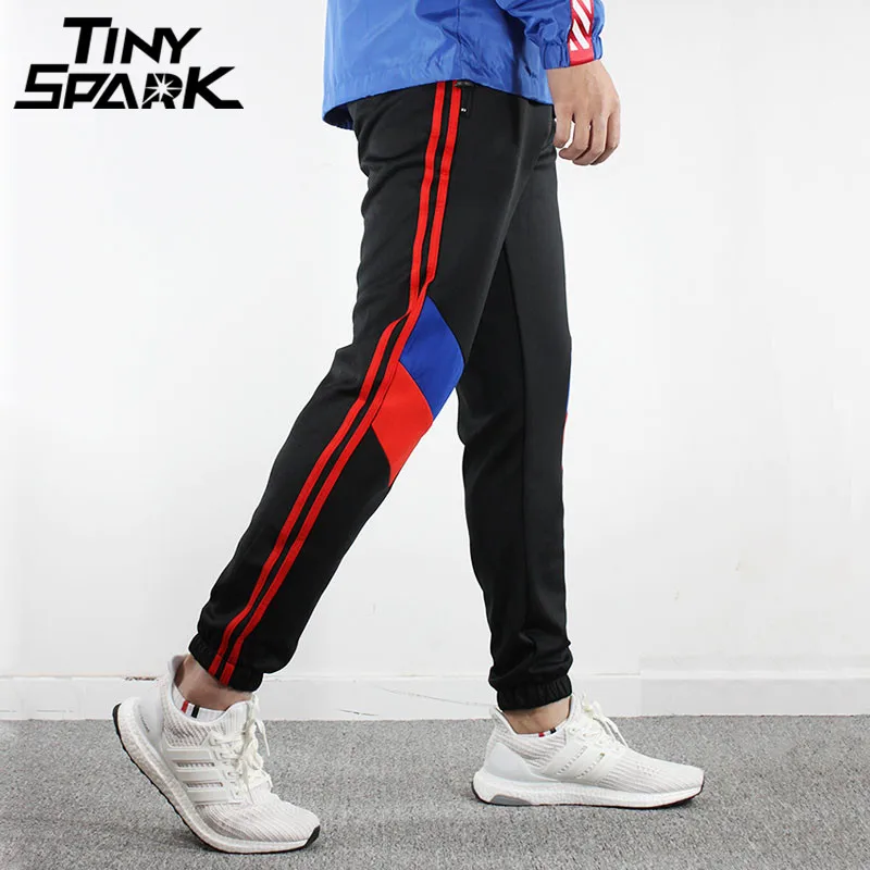 2018 мужские спортивные штаны в красную полоску повседневные стиле пэчворк хип хоп