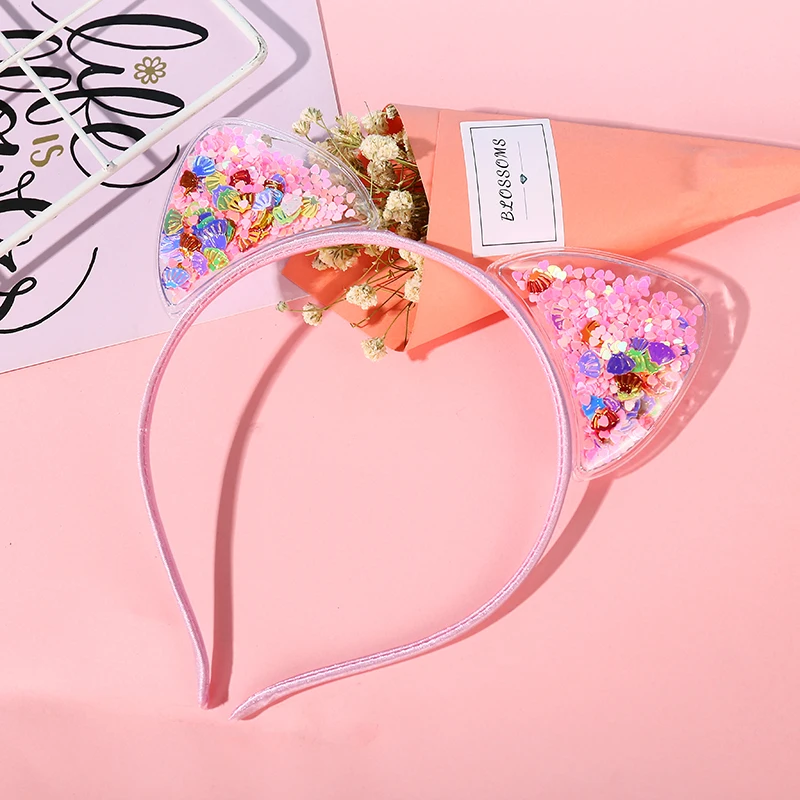 Детская повязка на голову с кошачьими ушками и блестками | Аксессуары для одежды