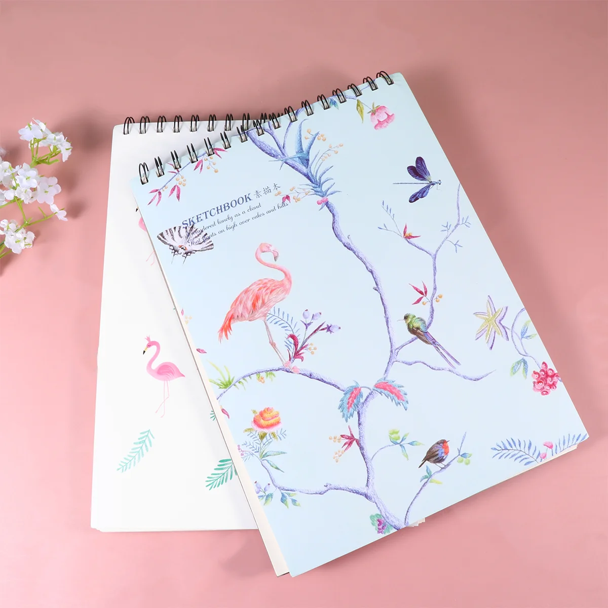 

2pcs A4 Sketch Book Delicate Spiral Notebook Art Drawing Paper Painting Graffiti Flamingos Pattern Sketchbook (Random Pattern)