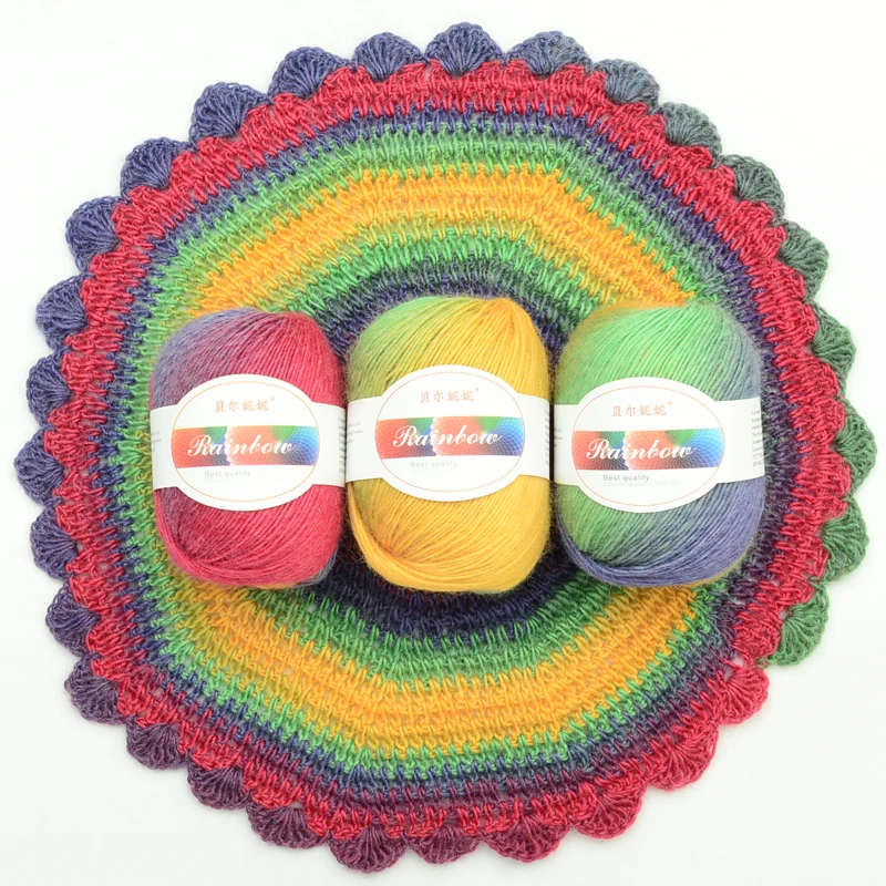 

5balls/Lot 80% Wool Segment Dyed Wool Yarn Rainbow Yarn Colorful Wool Crochet Yarn DIY Knitting Yarn