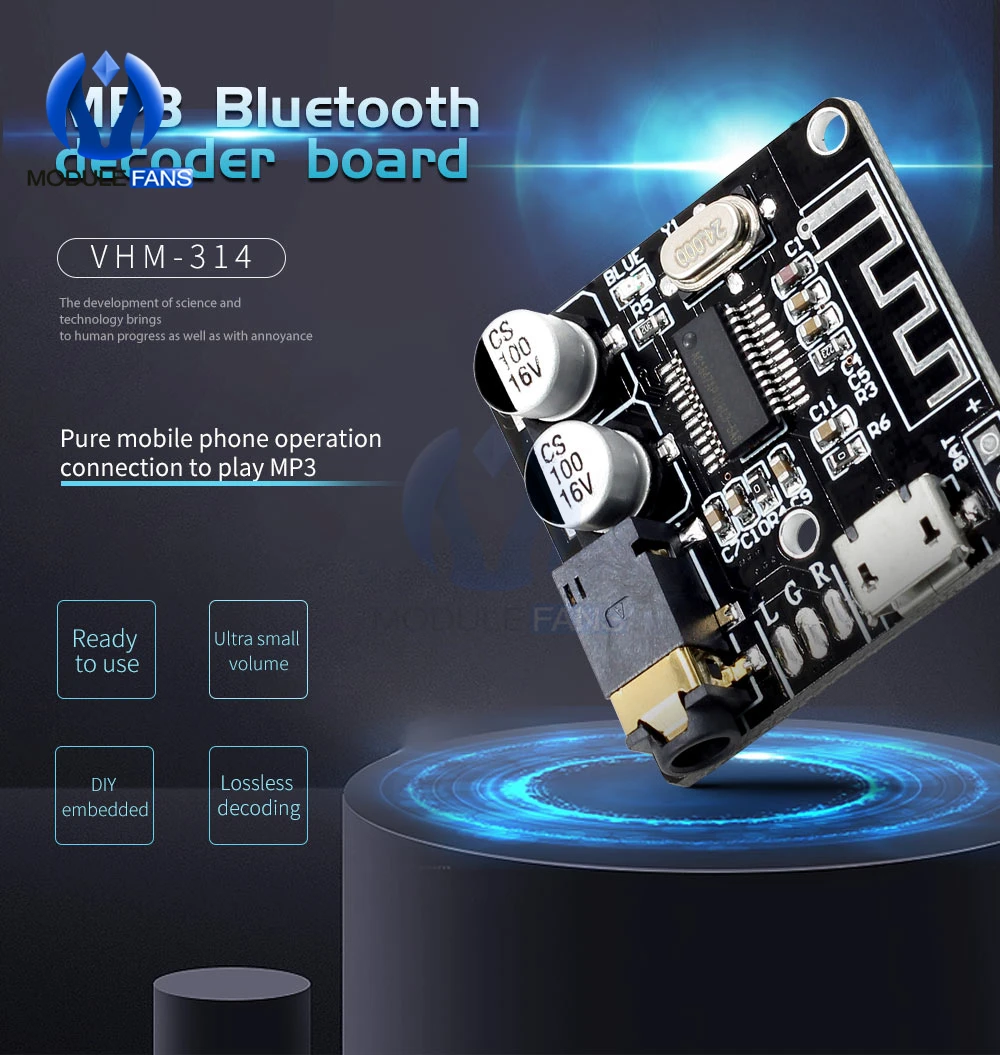 VHM 314 Мини Bluetooth 5 0 аудио приемник модуль MP3 декодер не допускающий потерь доска