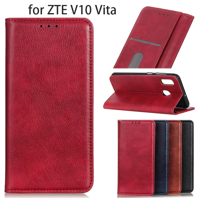 Прочный Магнитный однотонный чехол для ZTE V10 Vita противоударный кожаный флип