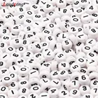 Белые акриловые бусины с разными цифрами 4x7 мм, круглые плоские цифровые бусины-разделители россыпью для изготовления ювелирных изделий ручной работы, браслетов и ожерелий своими руками