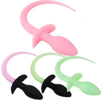 luminous soft silicone dog tail butt plug adult puppy play gay anal sex toys tail anal plug prostate massager erotic accessories