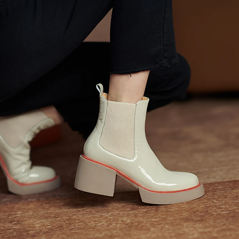 

Special Hot Sale 2021 Winter Women's New Leather Fashion Long Tube Trendy Boots Round Toe High Heels Street Party School Popular