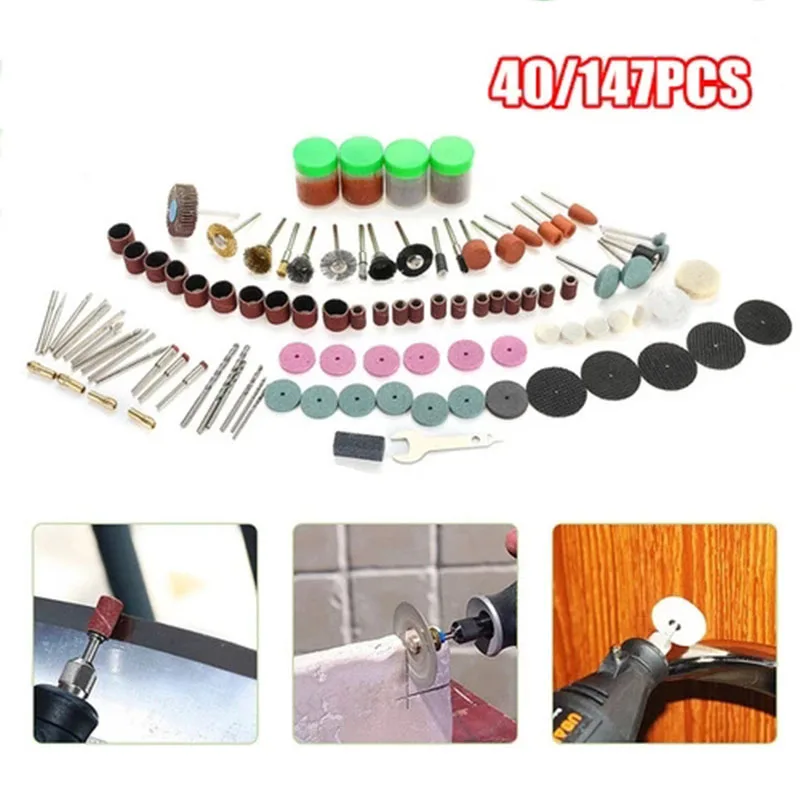 

40 штук/147Pcs роторный инструмент Аксессуары DIY шлифовальный режущее бурение набор инструментов плотник недостаточно совершенная Шлифовка с ...