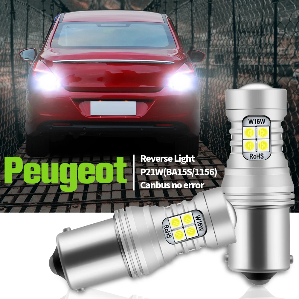 

2pcs LED Reverse Light Blub P21W BA15S 1156 Canbus Backup Lamp For Peugeot 301 306 307 CC SW 308 406 407 408 508 2010-2019