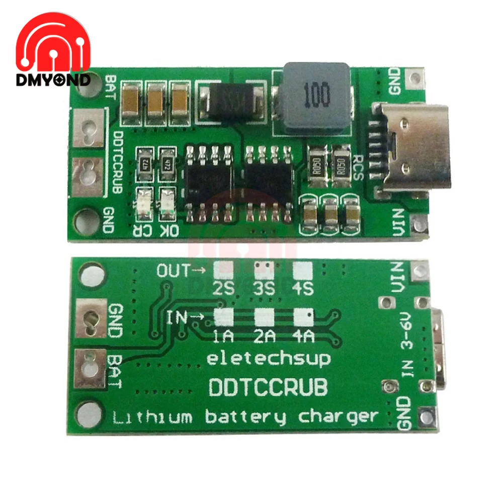 Multi-Cell 2S 3S 4S Type-C To 8.4V 12.6V 16.8V Step-Up Boost LiPo Polymer Li-Ion Charger 7.4V 11.1V 14.8V 18650 Lithium Battery |