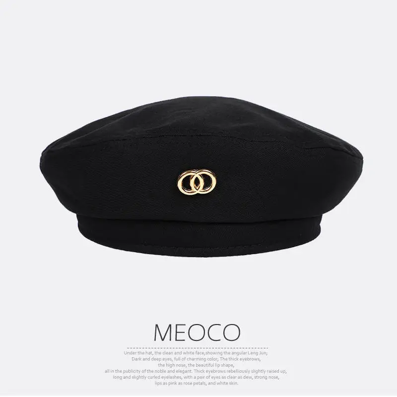 

Beret Female 2021 New Big Head Around the Hundred Hats Trend Early Autumn Thin Section Fashion Black Beret Designer Paragraph