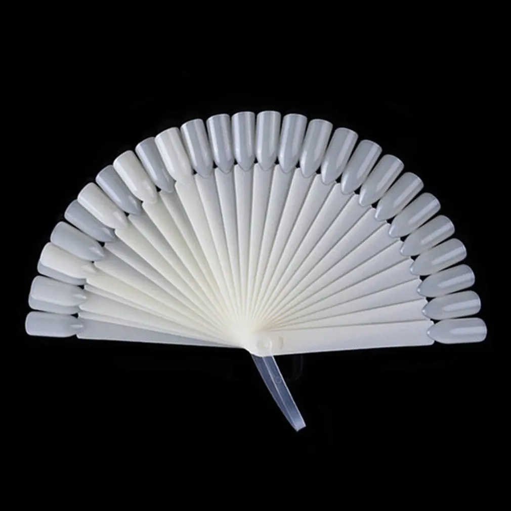 

1 Set False Nail Tips Fan Nature Nail Art Round Full Cover Display Practice Tools Fake Nails Manicure Acrylic UV Gel Polish