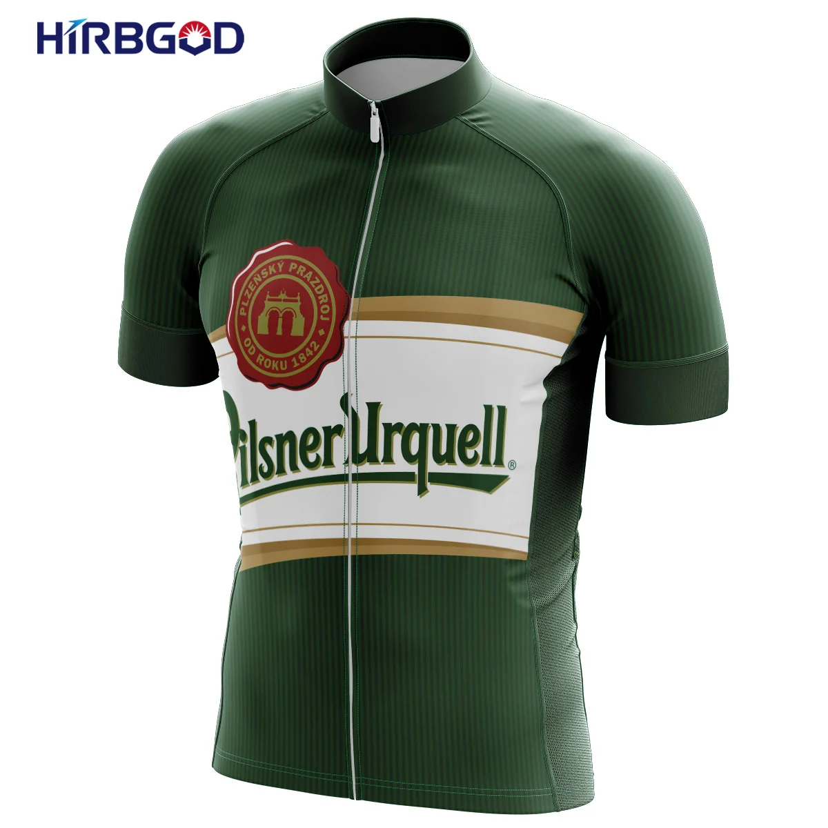 

HIRBGOD 2021 Green Small Striped Bike Jersey for Czech Latest Quick-Drying Bicycle Shirt Outdoor Cycling SportswearTop