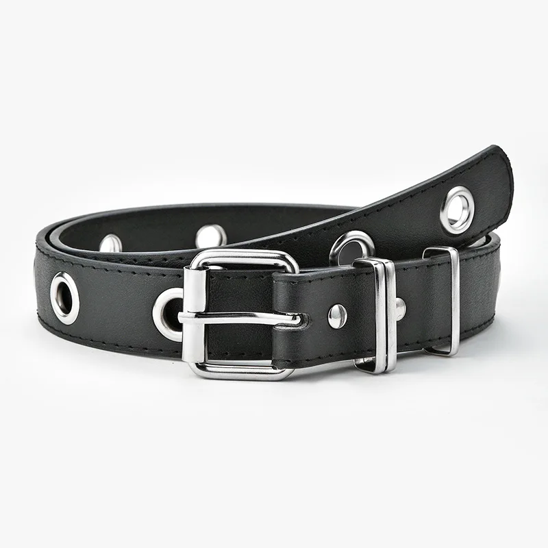 

2021 Women Belt Free Size Fashion Black PU Leather Belt with Chain for Female New Punk Style Pin Buckle Dress Jeans Decorative