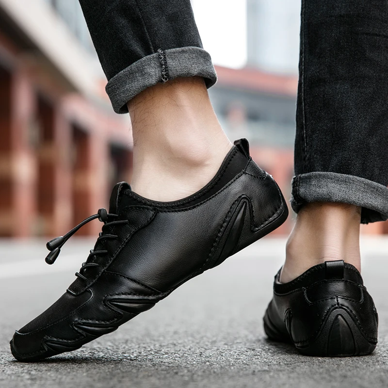Genuine Leather Shoes Men outdoor Sneakers Cow Mens Casual Cool Young Man Fashion Brand Soft Black men | Обувь