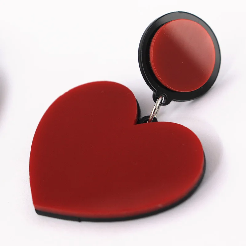

Trendy Acrylic Red Heart Dangle Earrings For Women Girlfriend Warm Love Drop Earrings Pendant Fashion Jewelry valentine's Gifts