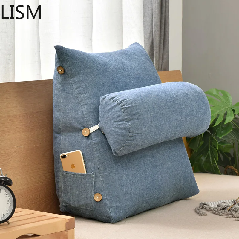 

Solid Triangle Sofa Cushion Backrest Pillow for Bed Pillow Office Cogines Para Sofa Waist Cushions Home Decor Bed Floor Cushion