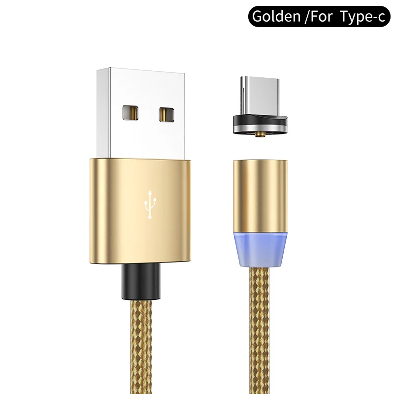 Gold for type C YKZ Магнитный кабель Micro USB кабель для iPhone samsung type C Магнитный зарядный USB кабель Micro USB C Магнитный телефонный кабель освещение - Цвет: Gold for type C