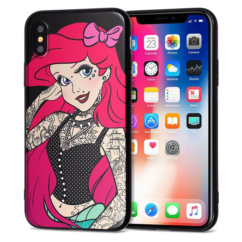 Чехол для iPhone 11 Pro, чехол для iPhone 5, 5S, 6, 6 S, 7, 8 Plus, X, XS, Max, тату, принцесса, чехол для iPhone 7, чехол из мягкого ТПУ для iPhone XR, чехол