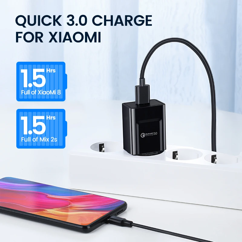 KUULAA Quick Charge 3,0 зарядное устройство 18 Вт QC 3,0 Быстрая Зарядка телефона USB зарядное устройство адаптер EU вилка настенная Зарядка для Xiaomi iPhone samsung
