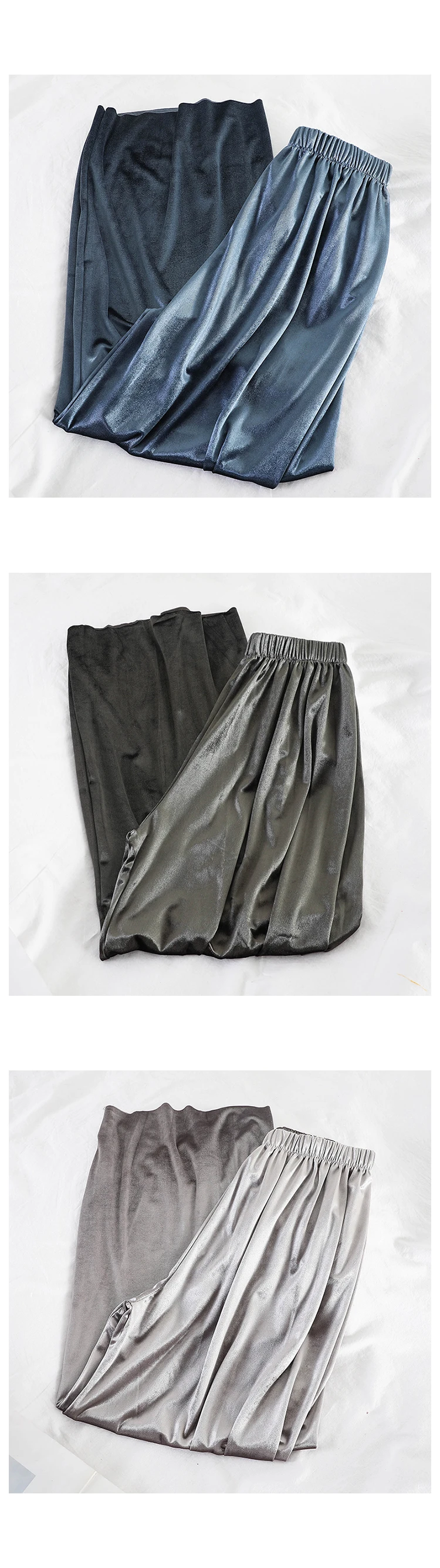 Neploe Velour Wide Leg Pants Female High Waist Stretch Loose Warm Long Pant Autumn Winter Women Casual Solid Trousers 54358