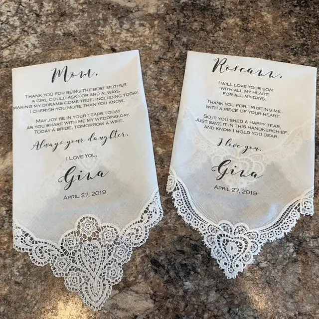 Носовой платок для матери невесты на любом языке носовой тещи Свадебный с