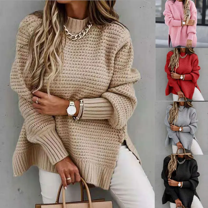 

Зимняя однотонная женская водолазка 2021, СВОБОДНЫЙ Модный пуловер в Корейском стиле большого размера, элегантный вязаный свитер, модные пул...
