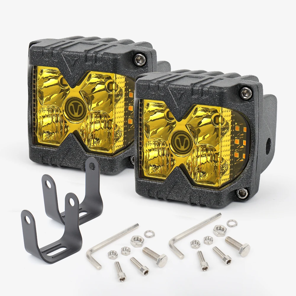 Двухстороннее желтое прожекторное и точечное освещение смешанный кубик