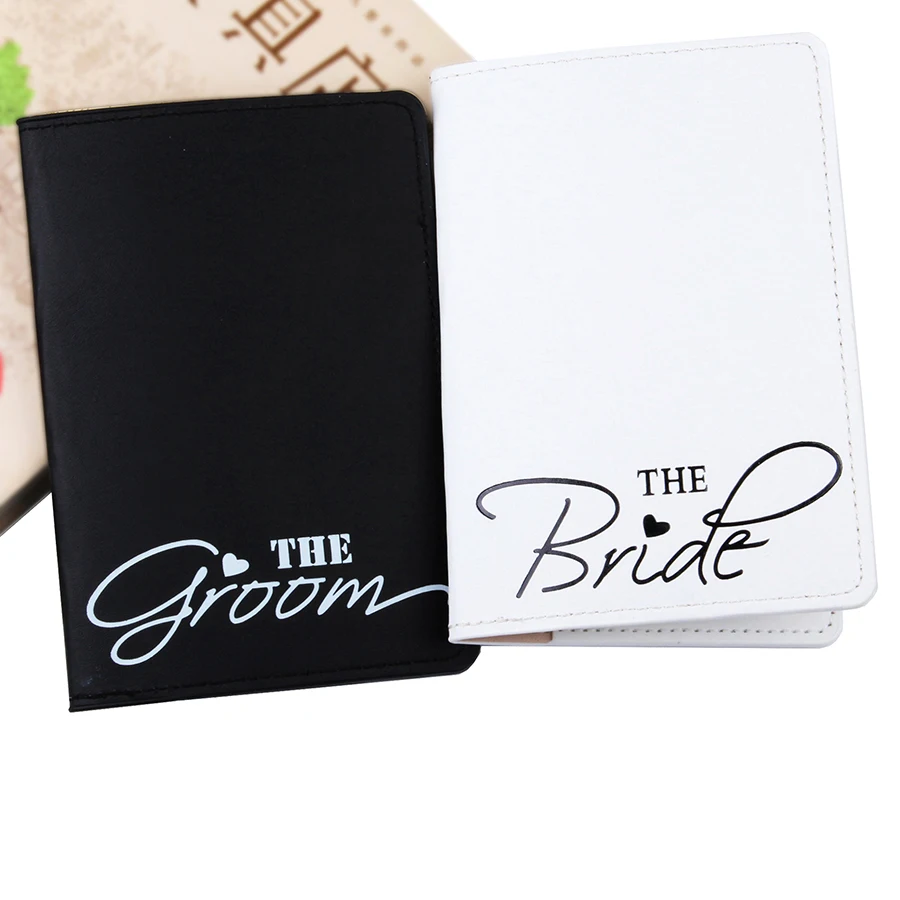 

Bride&Groom Lovers Passport Cover Card Case Women Men Travel Credit Card Holder Travel ID&Document Passport Holder CH11A