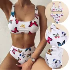 Бикини Для женщин пикантные высокие ботинки со шнуровкой; Ногу Холтер Бикини Купальник из двух частей купальник с бабочками Женские Купальники Женские