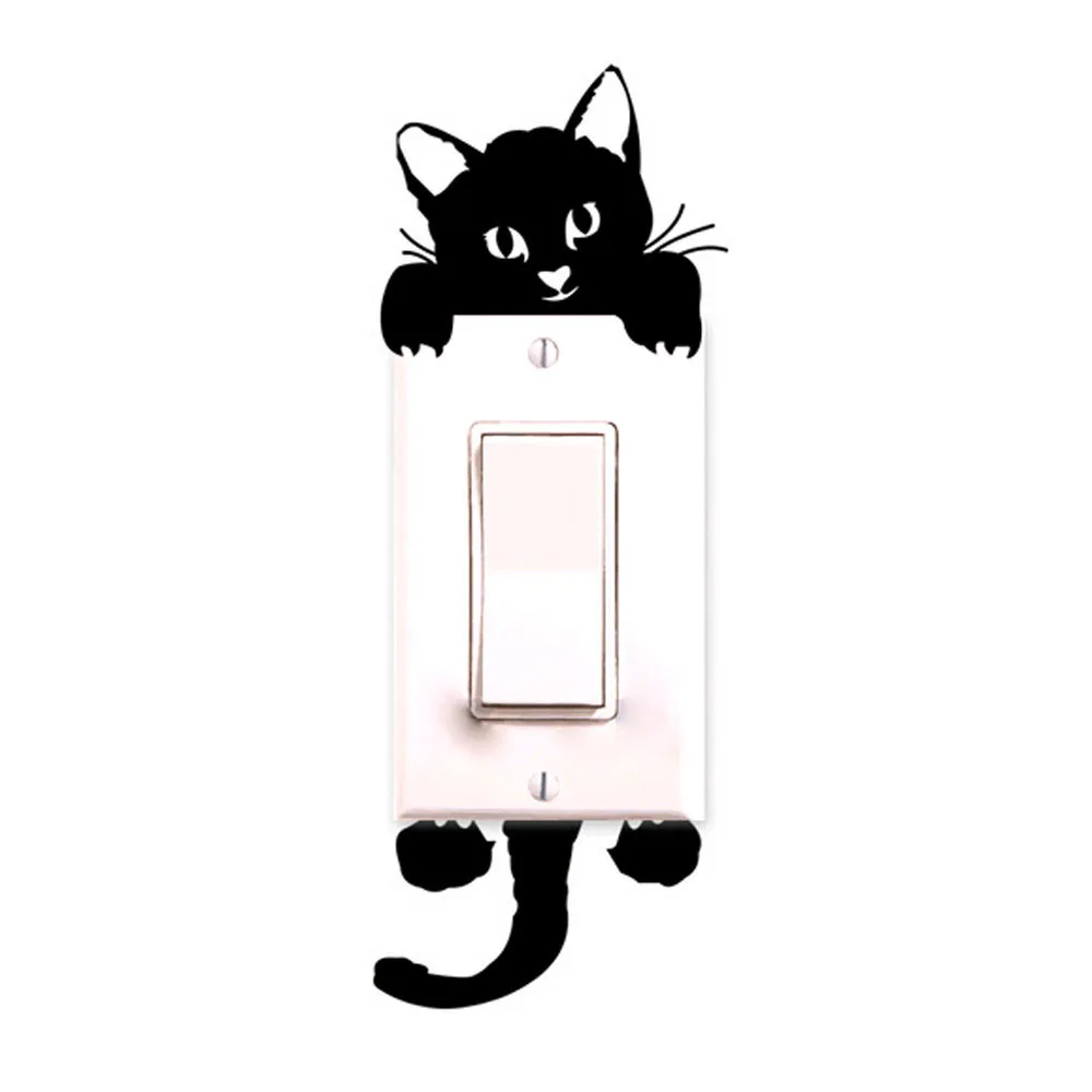 

New Cat Wall Stickers Light Switch Decor Decals Art Mural for Baby Nursery Room Cartoon Cute Kitten switch sticker black cat