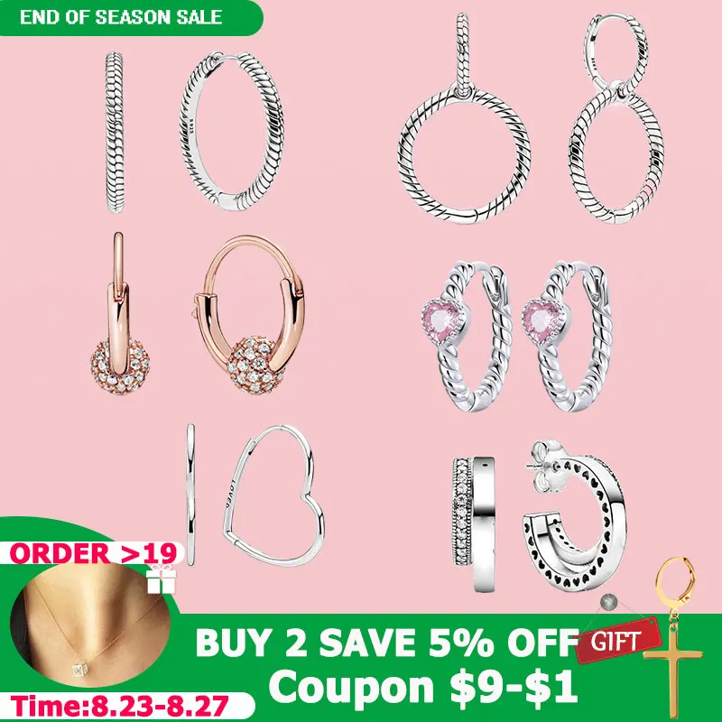 Женские серьги кольца из серебра 925 пробы в виде сердца|Серьги-кольца| |