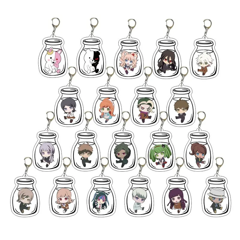 

Game Danganronpa: Trigger Happy Havoc Acrylic Keychain Cute Star Pendant Black White Bear Anime Key Rings for Bag Purses Gifts
