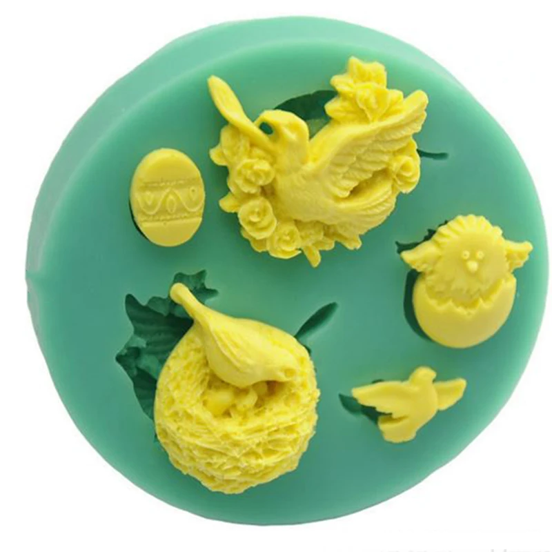 Silicone DIY Fondant Mould Chocolate mold Bird Nest Pigeon Red Sparrow 3D Soft Candy Cake Mold pink / green | Дом и сад