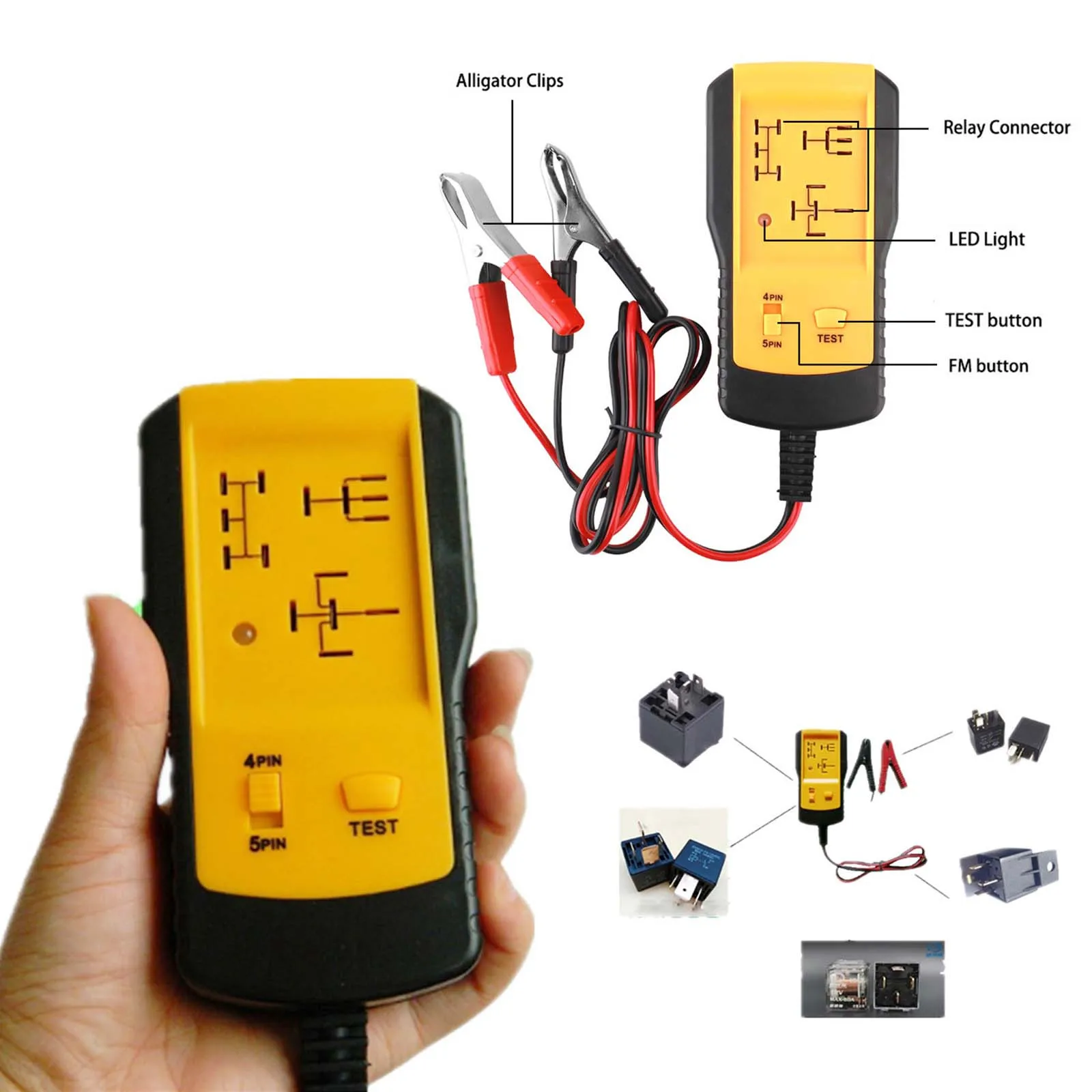 Электронный релейный тестер с зажимами устройство для проверки автомобильных