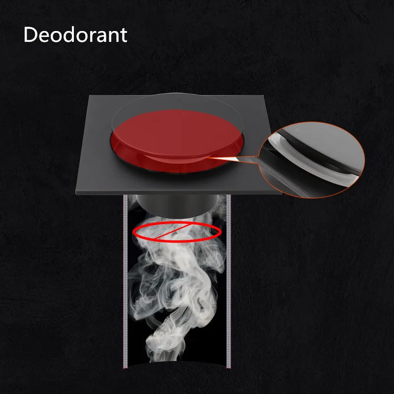 tuqiu floor drains blackchrome brass shower floor drain bathroom deodorant euro square floor drain strainer cover grate waste free global shipping