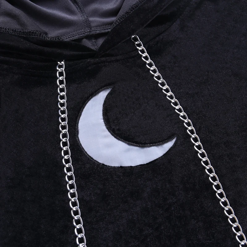 

Women's Dress Autumn Long Sleeve Midi Goth Dresses for Women Harajuku Moon Hoodies Gothic Punk Streetwear Woman Clothing