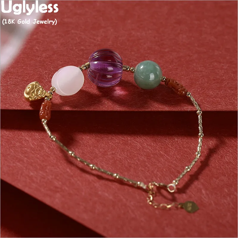 Роскошные женские браслеты Uglyless из натурального 24-каратного золота золото 18