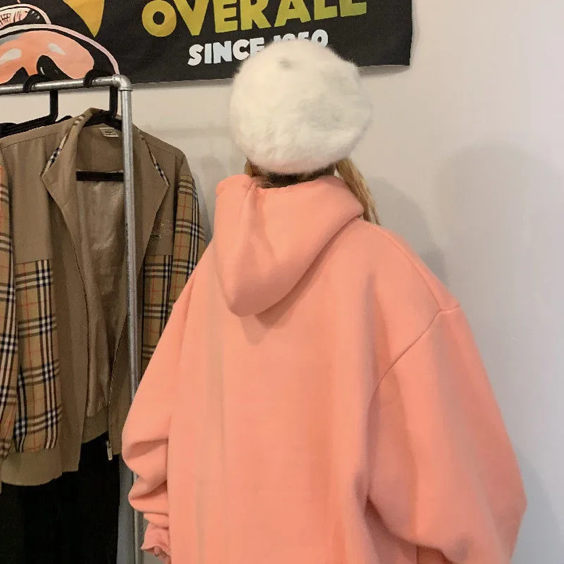 

Japan Autumn Female Loose Long Sleeve Bear Special Tops Loose Hoodie Sweatshirts Cartoon Couple BF Fashion Women Sweatshirt