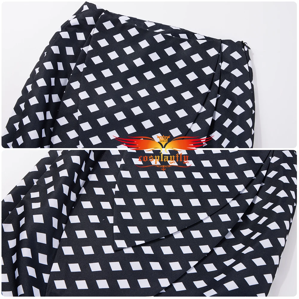 Anime Coraline Cosplay Costume Adult Women Sexy V Neck Dress for Party Two Pieces Outfits Ruffles Top Polka Dots Skirt Halloween