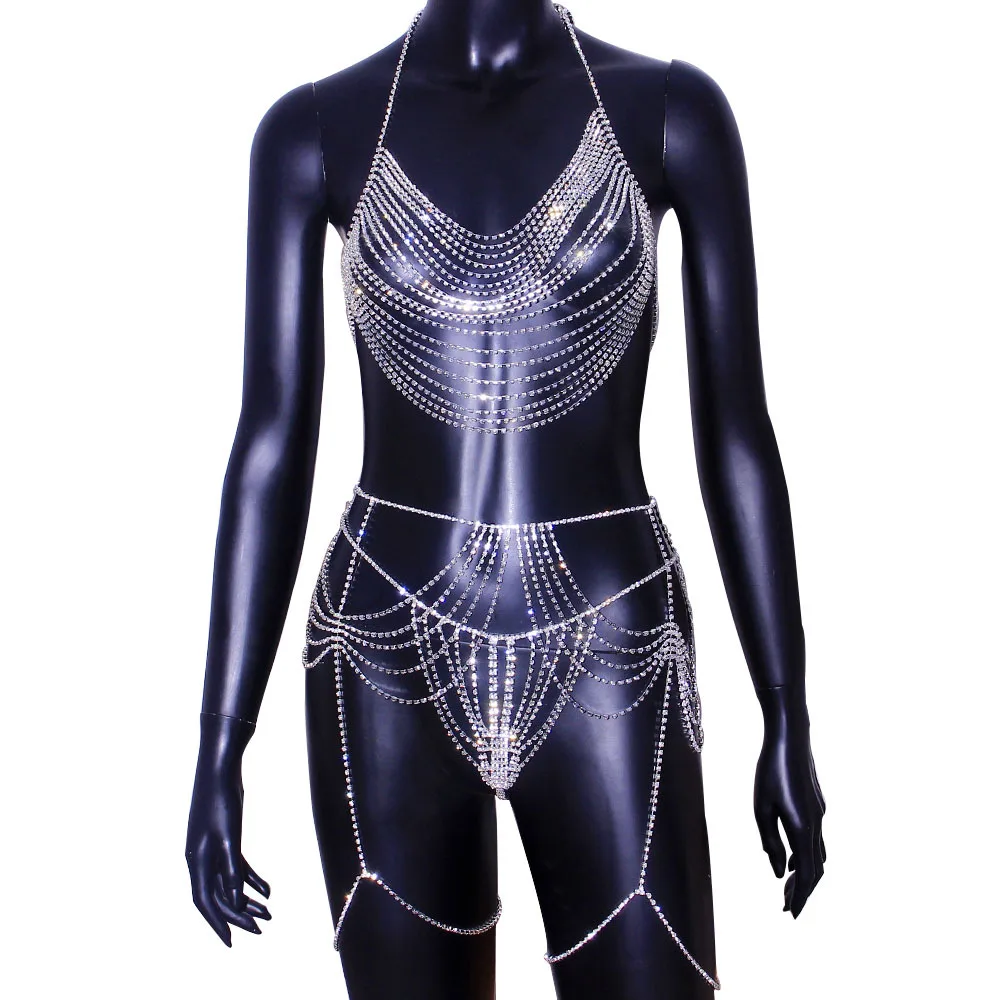 Сексуальная цепочка для тела поясная кристалл бикини трехточечные стринги трусы