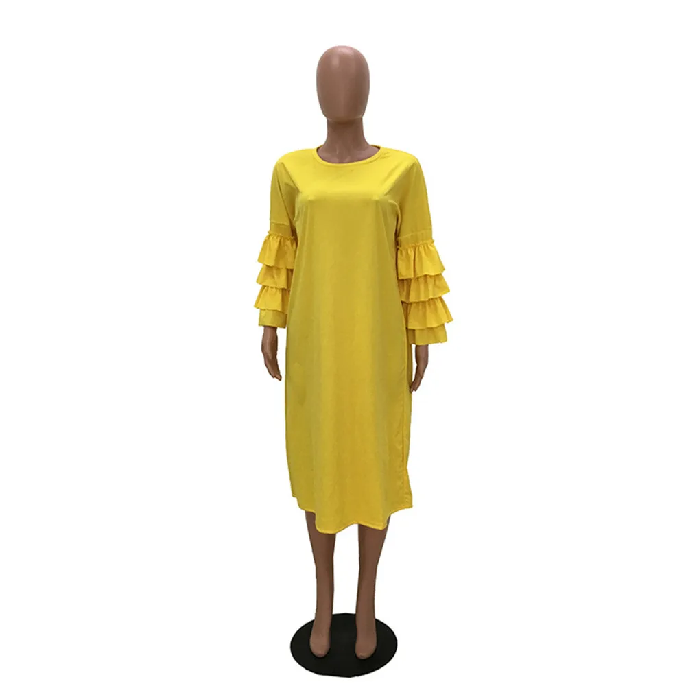 Женские весенние Свободные повседневные платья с рукавами 2020 модное платье
