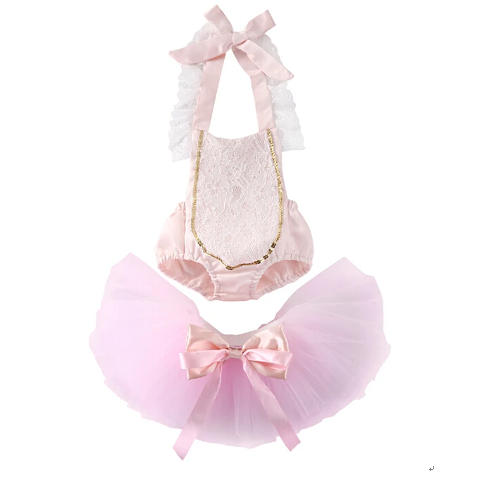 2 шт./компл. одежда для маленьких девочек кружевные комбинезоны с цветочным