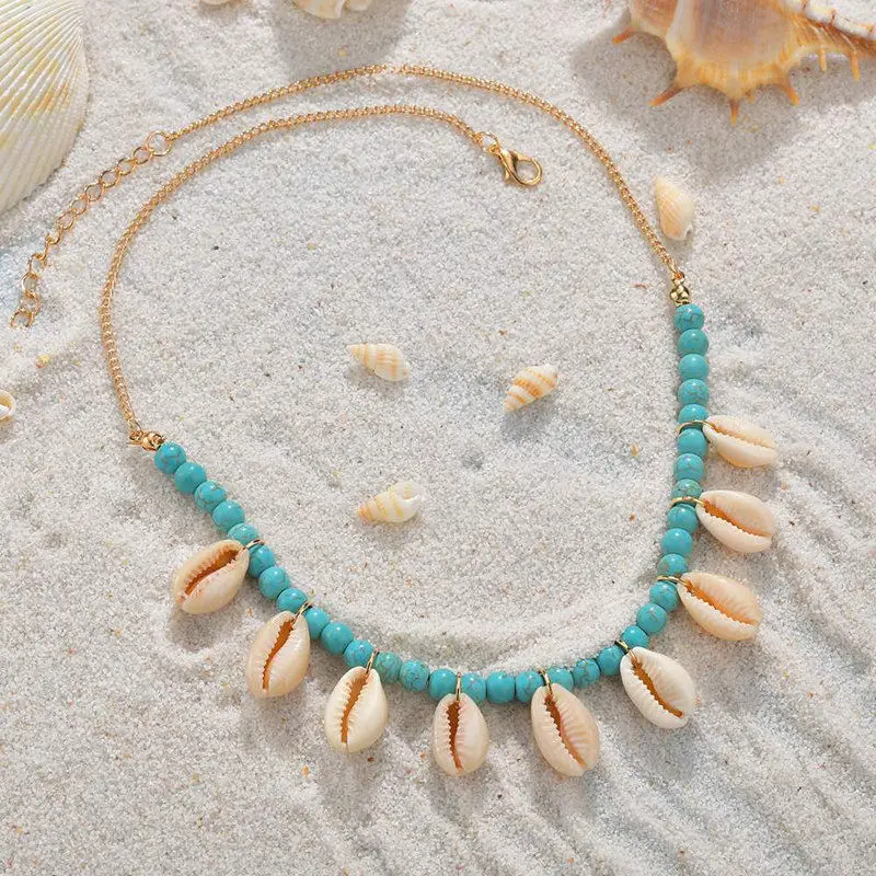 Для женщин Цепочки и ожерелья Boho море ожерелья в виде ракушки для девочек Rope Chain колье браслет простые элегантные пляжные ювелирные изделия подарок на день матери - Окраска металла: N00182