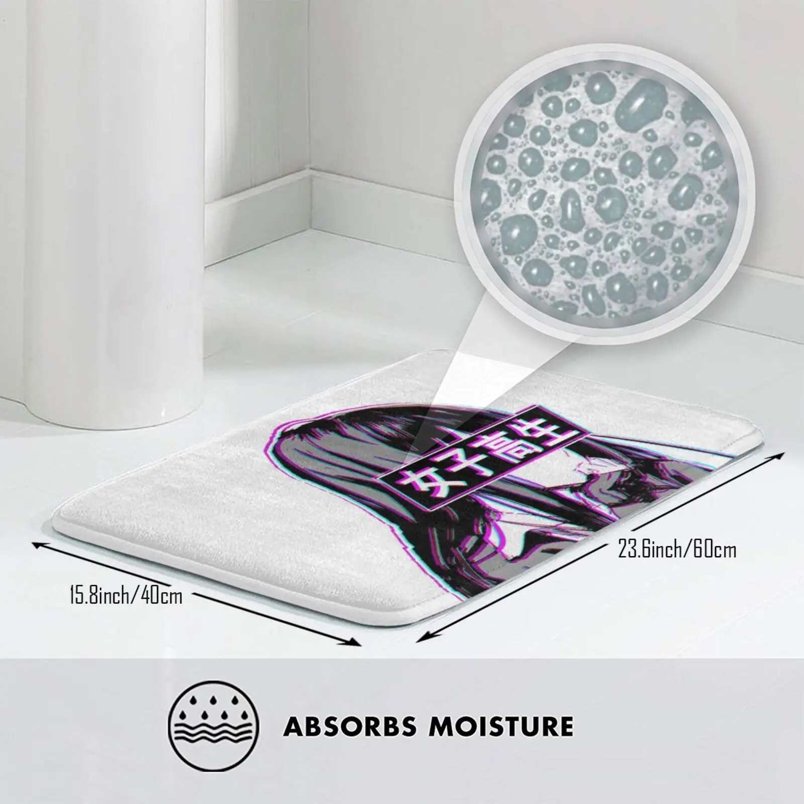 Школьница Блестящий грустный японский аниме эстетический коврик Коврик Подушка