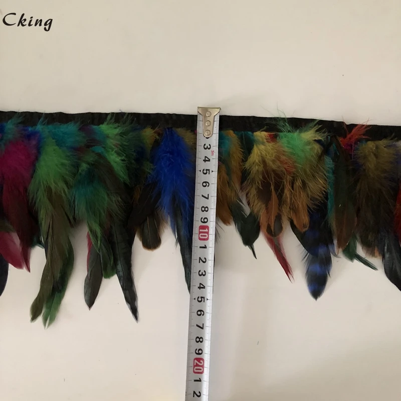 Оптовая продажа 10 метров 10-1 см Натуральное перо петуха отделка бахрома для