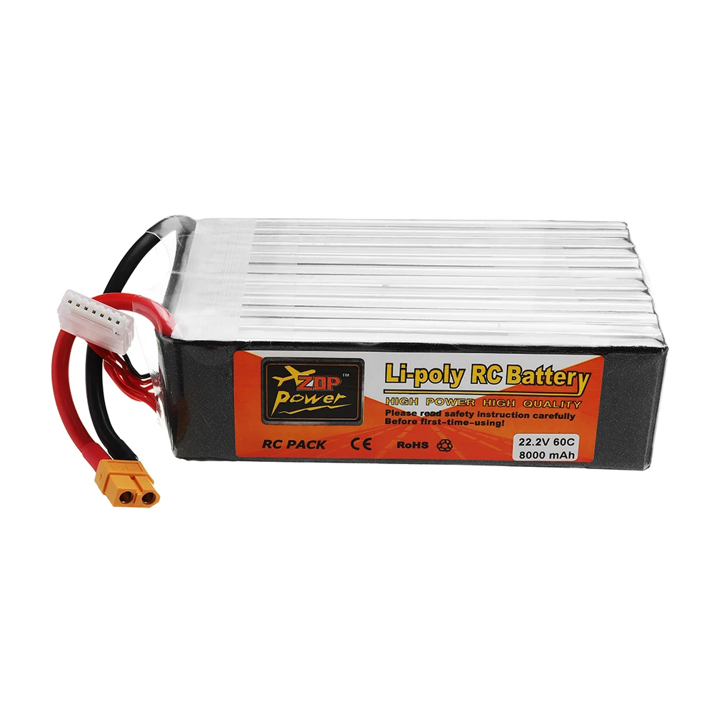 ZOP POWER 22,2 V 8000mAh 60C 6S Lipo батарея с разъемом XT60 для RC модели RC FPV Дрон самолет вертолет автомобиль Лодка